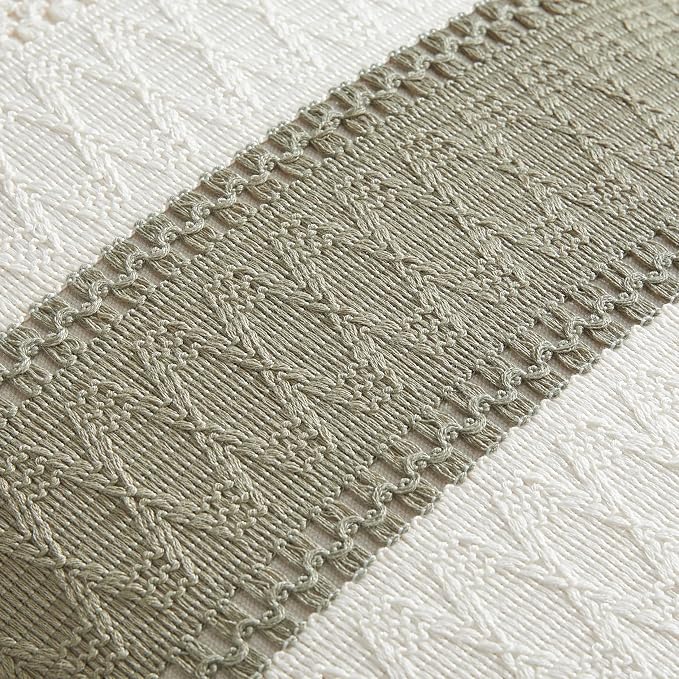 2 Pack Boho Lumbar Pillow Covers, Contrast Dark Sage 12x20in | Soft Breathable Cotton, Farmhouse Decorative Couch Pillow Cases, Cushion Covers for Sofa Bed Living Room Home Decor