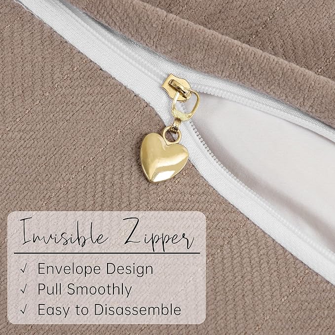 Khaki Pillow Covers 26x26 Set of 2 Chenille Throw Pillow Covers with Elegant Design Soft and Luxurious Decorative Throw Pillows for Couch, Bed, and Home Decor