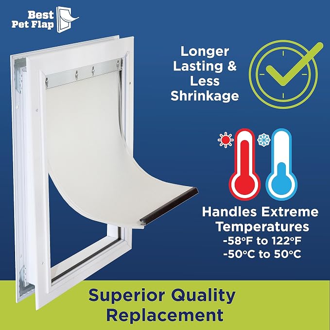 Best Pet Flap Medium Non PVC Compatible w/PetSafe PAC11-11038 - 8 1/8" x 12 7/8" Longer Lasting, Most Energy Efficient, Less Shrinkage, BPA Free (Pack of 2)
