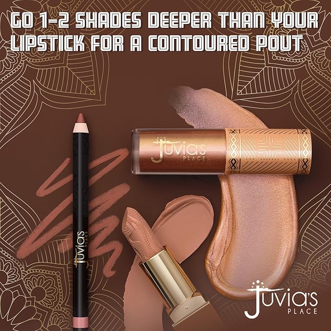 Juvia's Place Long Wear Lip Pencil – Center Of Attention – Waterproof & Kiss-proof, Long Lasting Lip Liner, Smooth Application - Soft Matte Finish Base for Lipstick - 13 Hours of Wear for Everyday Use