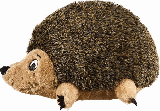Outward Hound Hedgehogz Plush Dog Toy, Squeaks & Grunts, Large, 12" x 7" | Soft Realistic Faux Fur, Round for Rolling & Chasing, Cuddle & Carry, Interactive Fetch, Light Chewers, Dogs & Puppies