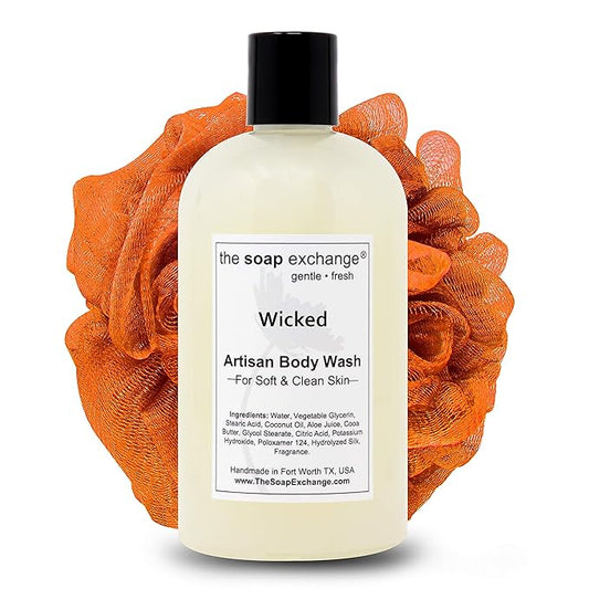 The Soap Exchange Body Wash - Wicked Scent - Hand Crafted 12 fl oz / 354 ml Natural Artisan Liquid Soap for Hand, Face & Body, Shower Gel, Cleanse, Moisturize, & Protect. Made in the USA.