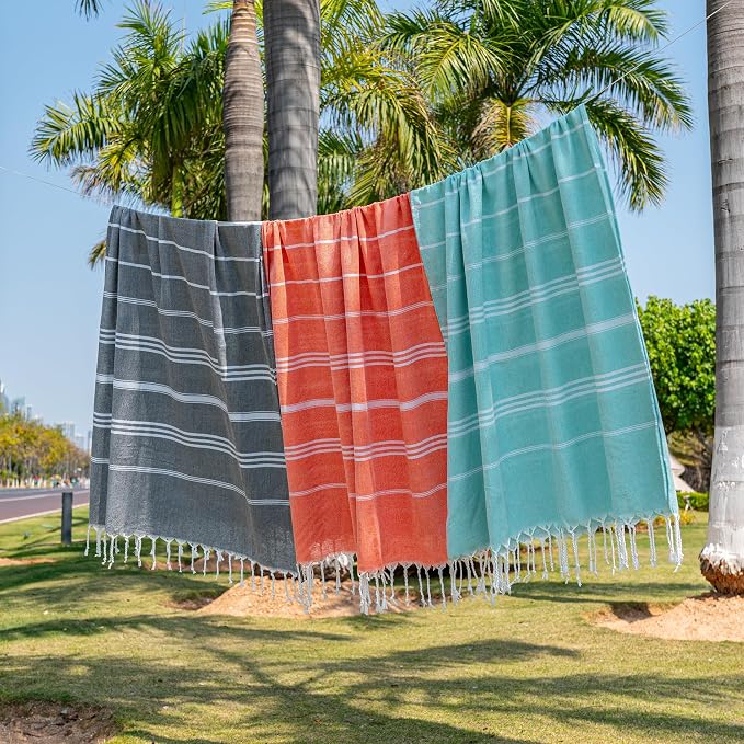 Aegero Turkish Beach Towel, 36"x71" Quick Dry Sand Free Oversized Bath Pool Swim Towel, Lightweight Travel Turkish Towels Vacation Essentials, Yellow