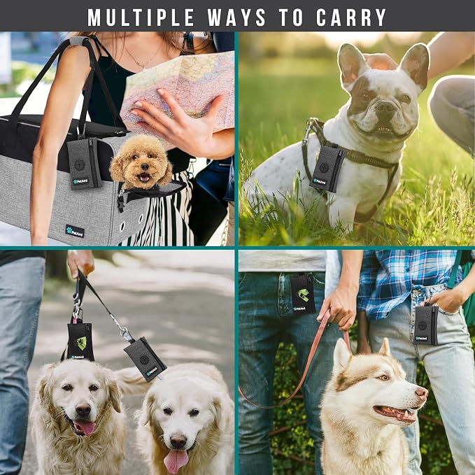 PetAmi Dog Poop Bag Holder for Leash, Pet Waste Bag Dispenser, Grey