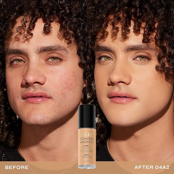 Milani Conceal + Perfect 2-in-1 Foundation + Concealer for a Flawless Complexion, Under Eye Corrector, Cover Redness and Imperfections, Waterproof and Sweatproof - Golden Vanilla