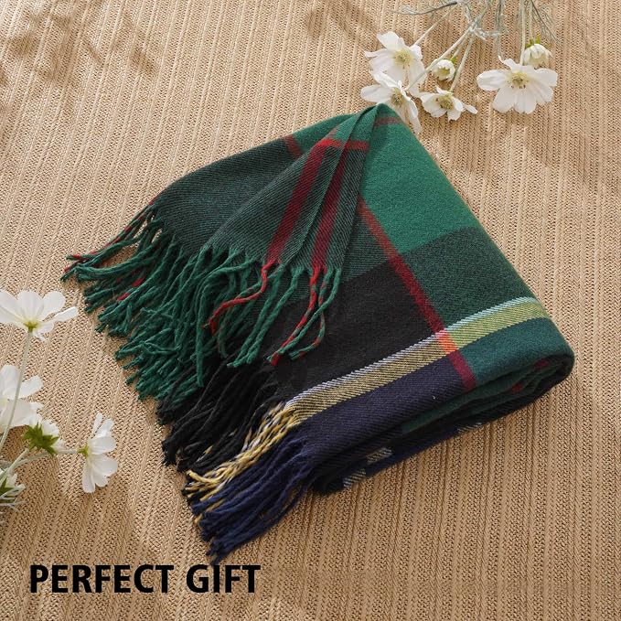 Forest Green Plaid Throw Blanket for Couch, Buffalo Checkered Blanket | 50"x60", Christmas Green Plaid Blanket, Lightweight Farmhouse Outdoor Throw Blankets for Bed, Sofa