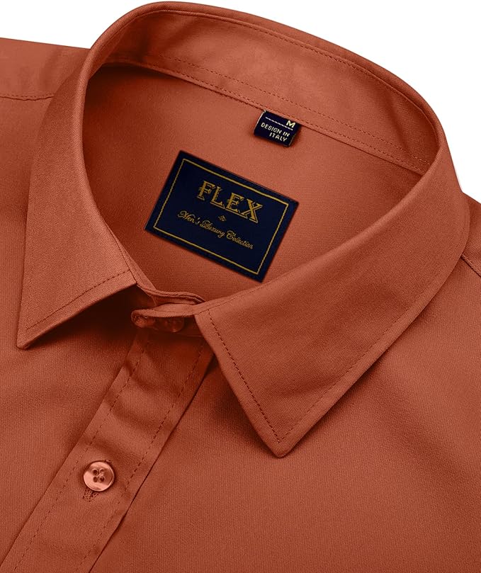 J.VER Men's Dress Shirts Solid Long Sleeve Stretch Wrinkle-Free Formal Shirt Business Casual Button Down Shirts