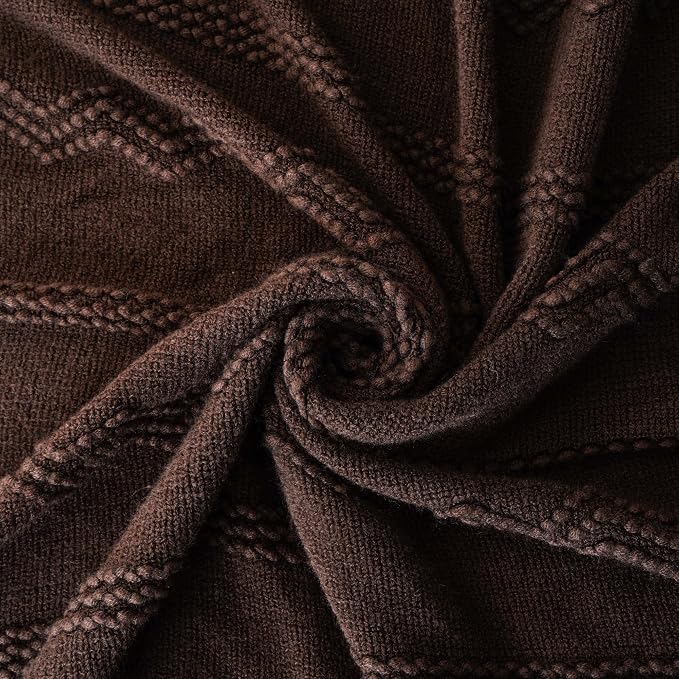 BATTILO HOME Brown Throw Blanket for Couch, 50"x60" | Chocolate Knit Throw Blanket for Home Decor, Textured Boho Throw Blanket for Sofa, Chair, Bed