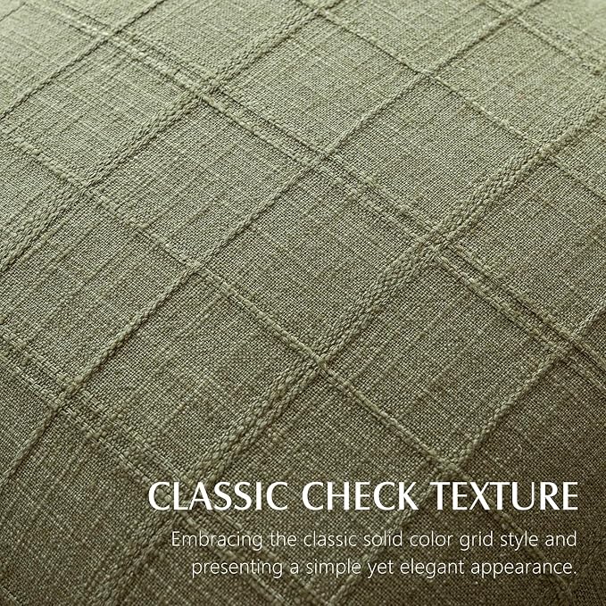 Foindtower Set of 2 Decorative Linen Check Throw Pillow Covers Neutral Farmhouse Vintage Cushion Covers Modern Boho Home Decor for Sofa Chair Couch Bedroom Living Room,22×22 Inch,Sage Green