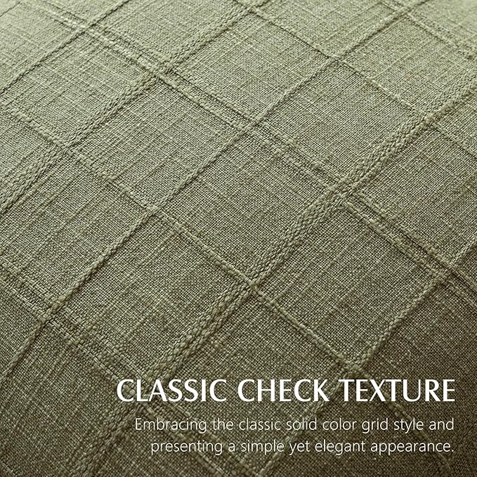 Foindtower Set of 2 Decorative Linen Check Throw Pillow Covers Neutral Farmhouse Vintage Cushion Covers Modern Boho Home Decor for Sofa Chair Couch Bedroom Living Room,20×20 Inch,Sage Green