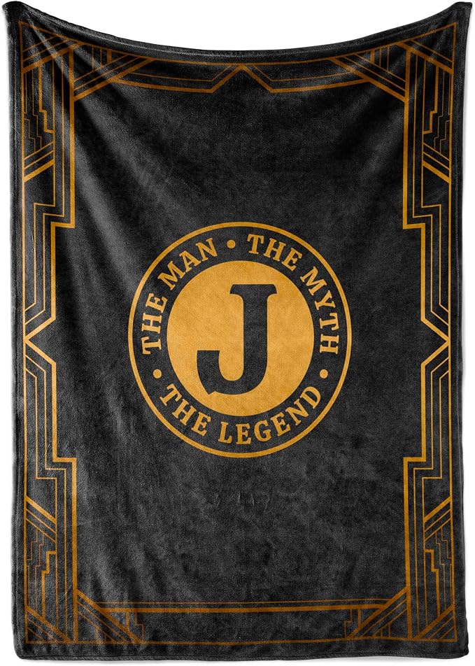 InnoBeta Gifts for Men, Initial Mens Gifts for Him, Birthday Gift Ideas, Mens Blanket, 300gsm Flannel Throw Blanket Gift for Dad, Grandpa, Husband, 50"x 65", J | Soft 350 GSM flannel throw with initial legend design for dads, husbands and grandpas, ide...