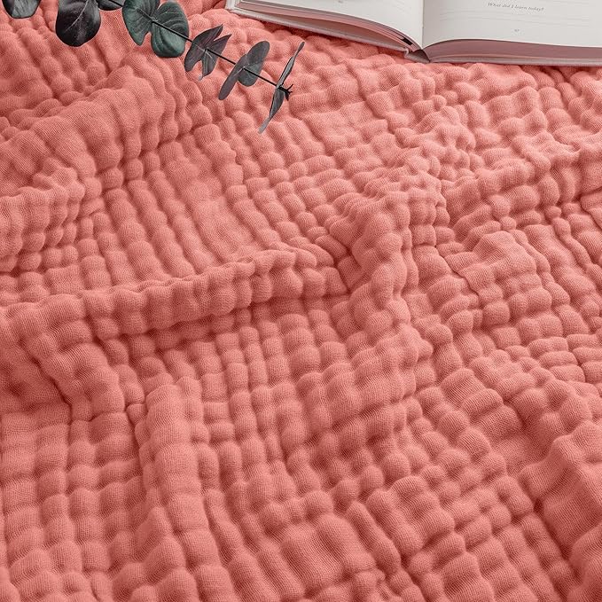 Comfy Cubs Adult Muslin Blanket 50x60” Throw Swaddle Blankets, Dusty Rose | 6 Layer Soft, Breathable & Lightweight Muslin Adult Blanket - Machine Washable & Designed in the US Bedding for All Seasons