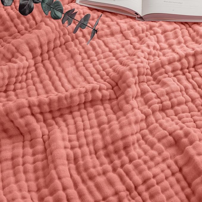 Comfy Cubs Adult Muslin Blanket 108x90” King Swaddle Blankets, Dusty Rose | 6 Layer Soft, Breathable & Lightweight Muslin Adult Blanket - Machine Washable & Designed in the US Bedding for All Seasons