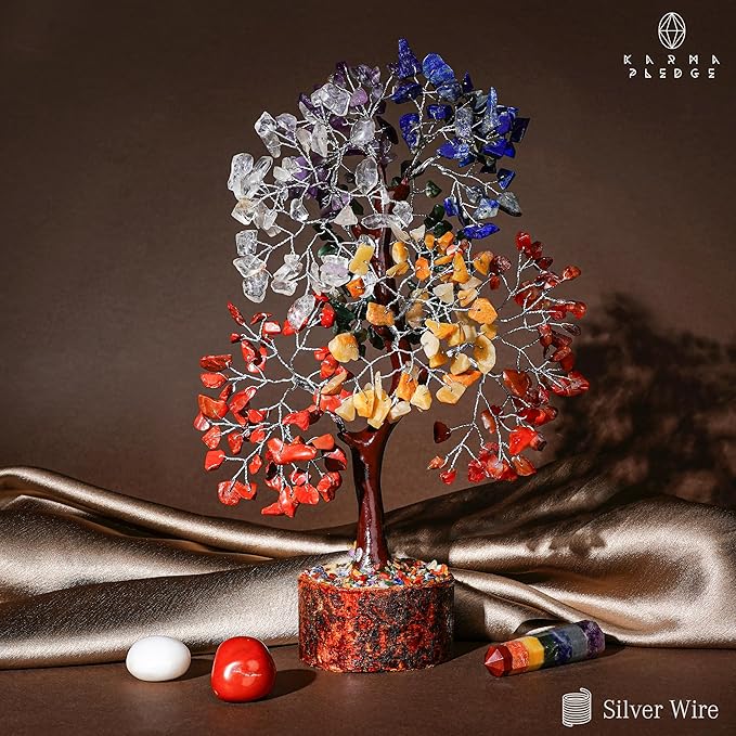 7 Chakra Tree of Life for Manifestation Handmade Home Office Decor Healing Crystal Tree for Money, Good Luck, Anniversary Gifts for Her, Unique Birthday Gifts for Women, Men, Friends, Mom & Dad