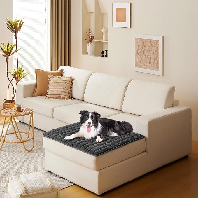 Allisandro Waterproof Dog Blanket,Thick and Non Slip Dog Bed Sofa Cover Pet Mat for Couch Sofa Bed Furniture & Small, Medium, Large Dogs, Grey, 32 x 32 Inches