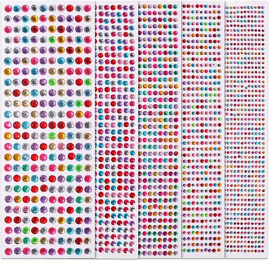 Face Gems Eye Jewels Rhinestones Gems Crystals Temporary Tattoo Stickers Jewels for Crafts 3/4/5/6/8MM Colour Gems Jewels Eyes Stickers Makeup Self Adhesive for Hair Face Crafts 3555 PCS