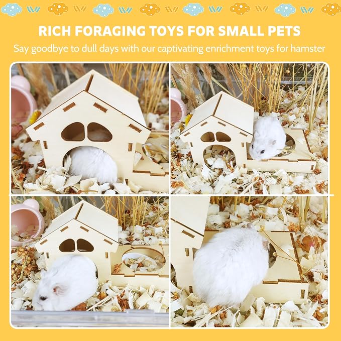 Big+Spring+Sales,Hamsters Foraging Toys, Small Animals Hide Treats Foraging Puzzle Toys,Wooden Foraging Game Interactive Enrichment Toy for Hamsters,Chinchillas,Rats and Gerbils