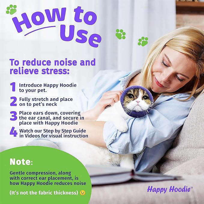 Happy Hoodie The Original Dog & Cat Calming Band - American Brand - Anxiety Relief/Noise Protection-Grooming-Thunder-Fireworks (Small, Pink) - Since 2008
