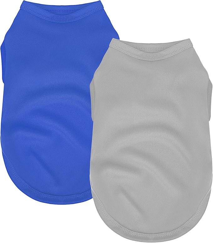 2-Pack Premium Polyester Dog Shirts - Solid Colors, Fabric, Fits Small, Medium, Large Dogs, Perfect for Everyday Wear, Holidays, and Special Occasions.Grey Blue L
