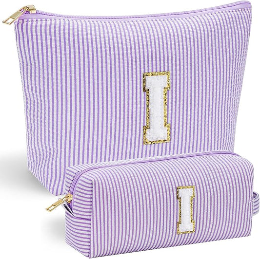 YOOLIFE Birthday Gifts for Women Mom - Makeup Bag Gifts Idea for Her Mom Teacher | Personalized Cute Initial Makeup Bag Pouch for Women Friends Female Girlfriend Wife | Cosmetic Travel Toiletry Bag I