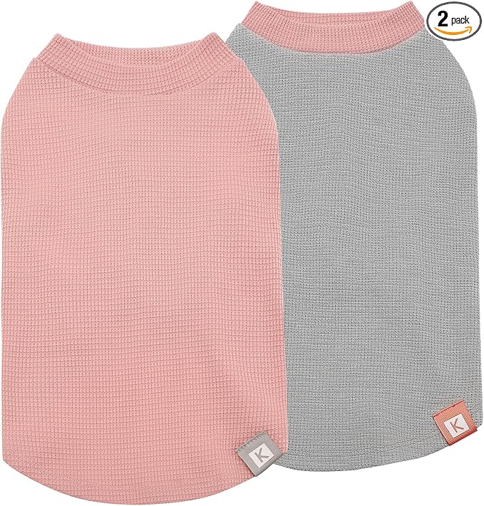 KYEESE 2Pack Waffle Dog Shirt for Small Medium Dogs Striped Dog Sweater | Cozy Warmth, Lightweight & Breathable, Gentle on Sensitive Skin, Stretchy & Free to Move, Comfortable Daily Wear