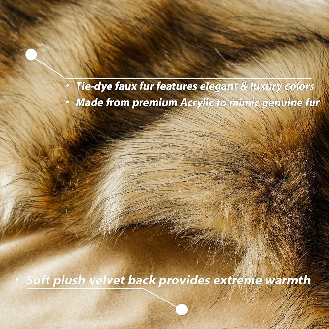 BATTILO HOME Luxury Golden Faux Fur Blanket, 60"x 80" Large Fur Throw Blankets for Bed, Couch, Soft Warm, Fuzzy, Fluffy, Golden with Back Tipped Blanket, Reversible to Plush Velvet | Luxury Soft Cozy Plush Elegant Furry Fluffy Large Faux Fur Blanket fo...