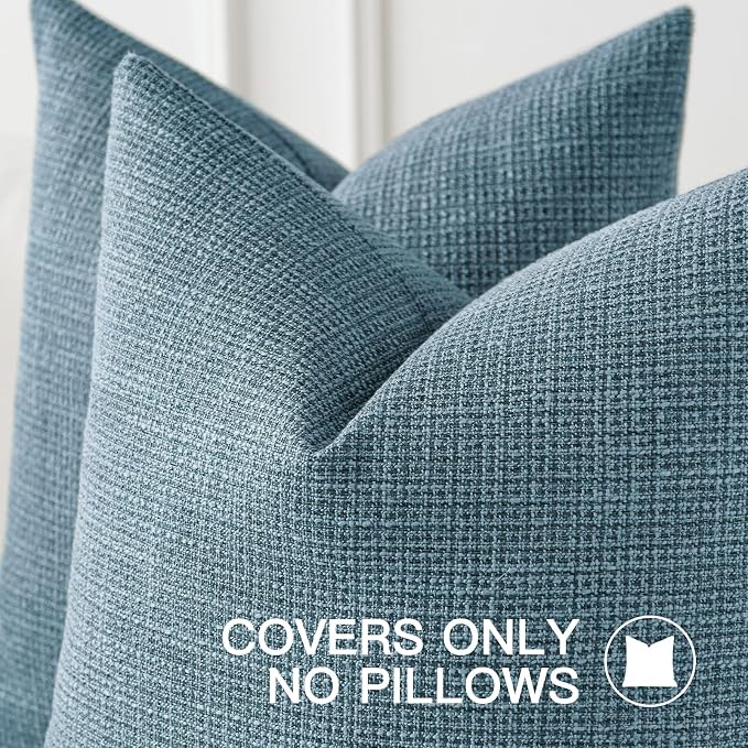 OTOSTAR Linen Throw Pillow Cover Set of 1 Decorative Lumbar Pillowcases Cushion Covers 16x24 Inch for Home Decor Sofa Bedroom Car 40 x 60CM Blue