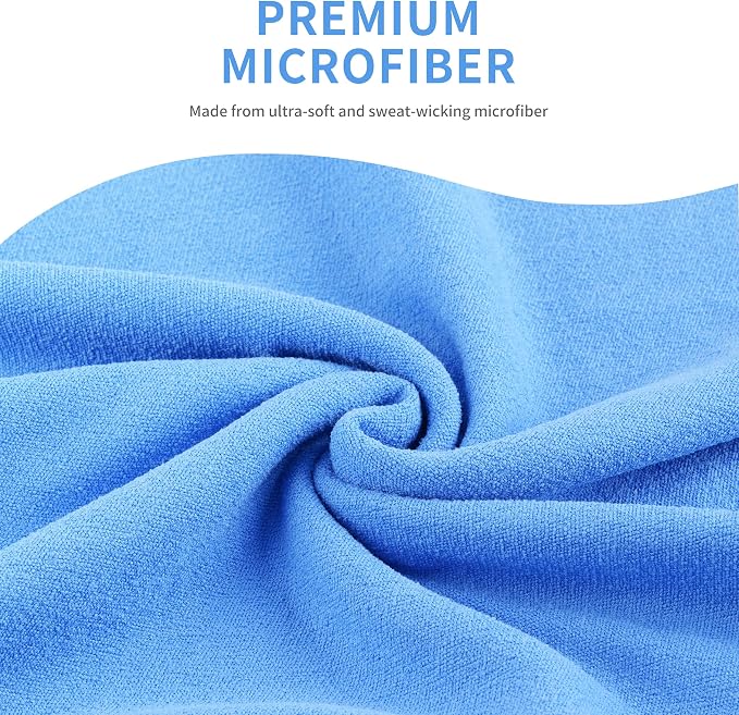 MICROFI Microfiber Hot Yoga Towel Mat, 24 x 72 inches, with Non-Slip Silicone Grip, Secure Fit Elastic Straps (Blue)