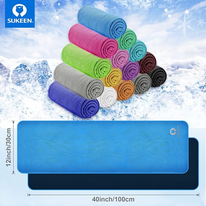 Sukeen 4 Pack Cooling Towels for Hot Weather 40"x12", Gym Towels for Men and Women, Soft Breathable Workout Towels for Yoga, Running, Sport, & More