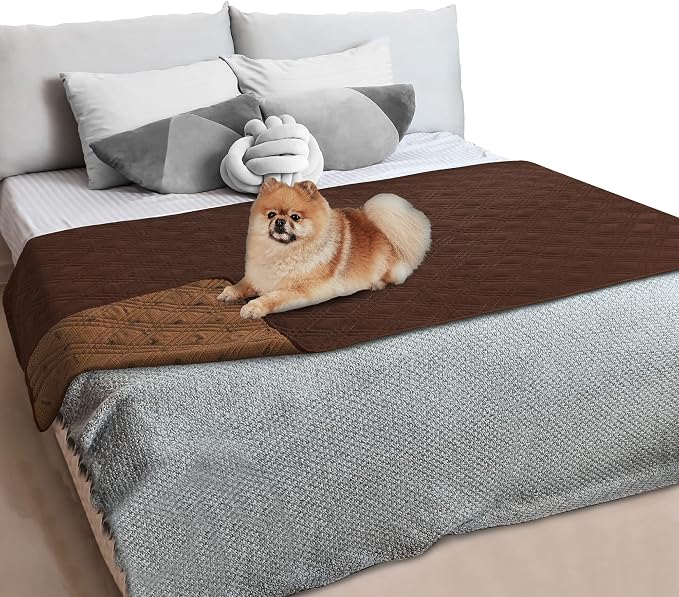 PetAmi Waterproof Couch Cover for Dog Nonslip Bed Sofa Blanket, 52x82 Brown | Leakproof Furniture Protector for Pet Cat, Machine Washable Pee Proof Mat for Chair Car Seat, Durable & Anti Slip Backing