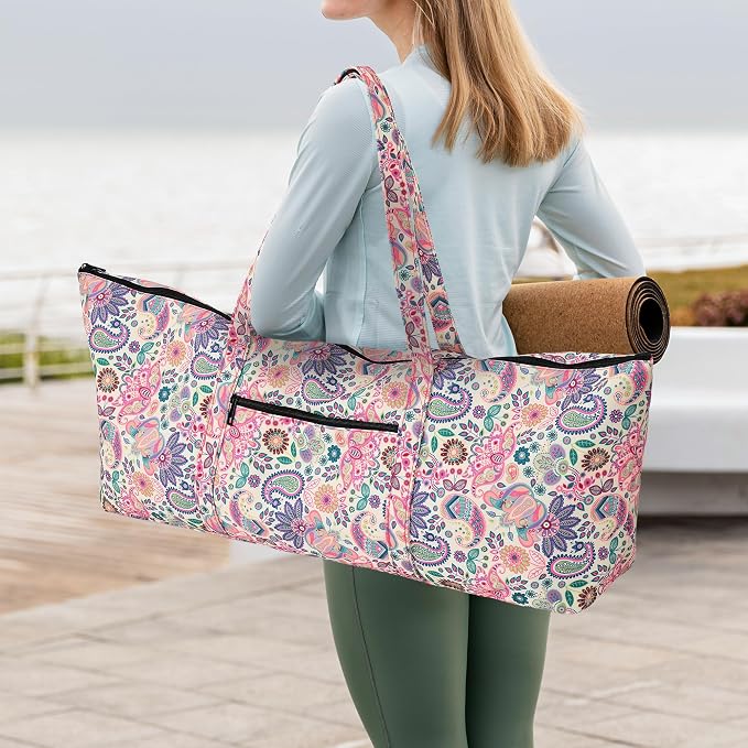 Boulder Bee | Yoga Mat Bag | Large Yoga Mat Carrier with Wet Pocket | Yoga Gifts | Gym Tote Bag for Women
