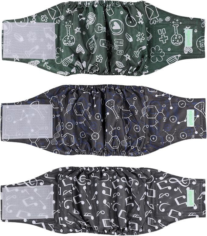wegreeco Washable Male Dog Belly Band (Stylish Pattern)- Pack of 3 - Washable Male Dog Belly Wrap, Dog Diapers Male (Cool Design, X-Small)