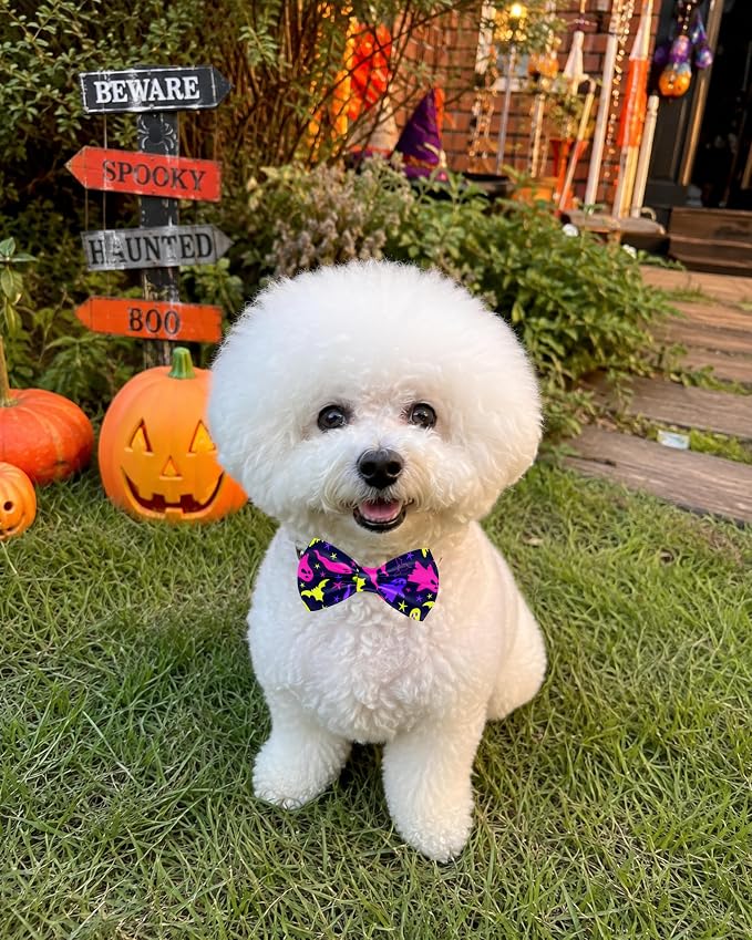 PET SHOW 5 Pack Halloween Dog Bowties for Small Dogs Slide on Collar