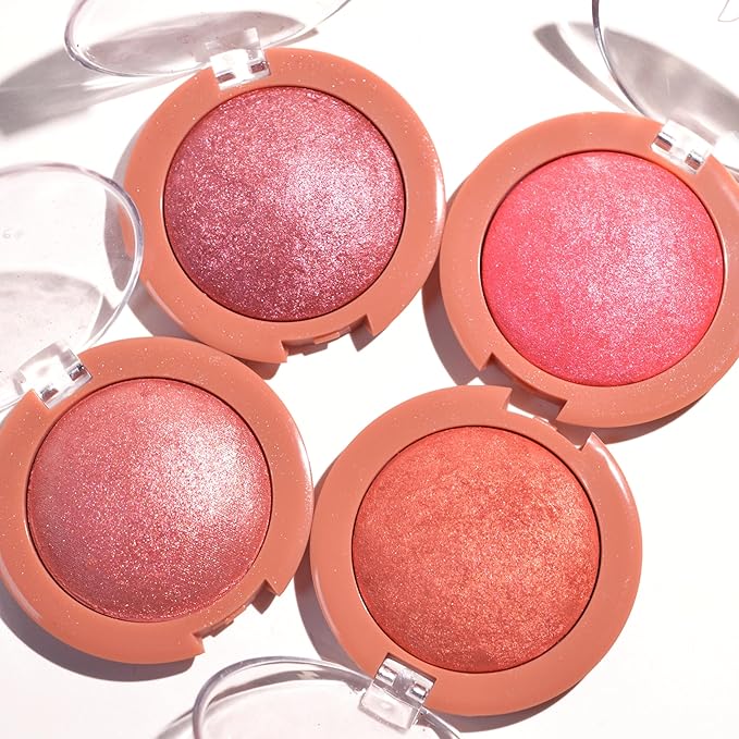 MAEPEOR Powder Blush Lightweight Smooth Blendable Face Blush Effortless Shimmer Natural Finish Blusher Face Makeup (02 Cool Pink)