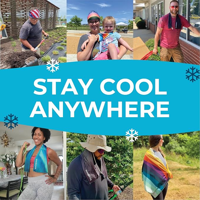 SHAKEitCOOL Original Cooling Towel – Soft, Lightweight, Heat Relief – Perfect for Biking, Running, Yoga, Gym, Gardening – DeepDive