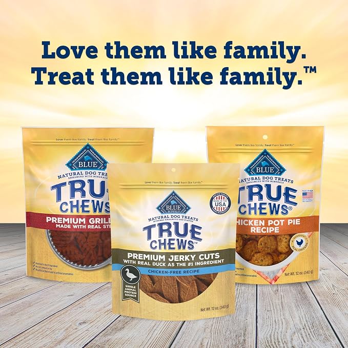 Blue Buffalo True Chews Premium Jerky Cuts Duck Dog Treats, 12 oz | Chicken-Free Recipe, Real Duck First, Made in the USA, No Artificial Preservatives