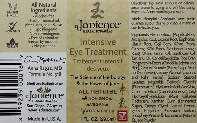 JADIENCE Intensive Eye Treatment for All Skin Types: Firm & Lift Beauty Cream | Fine Lines, Wrinkles, Puffiness, Dark Circles, & Bags | Brighten & Rejuvenate | 1oz Full Size + .17oz Purse Size
