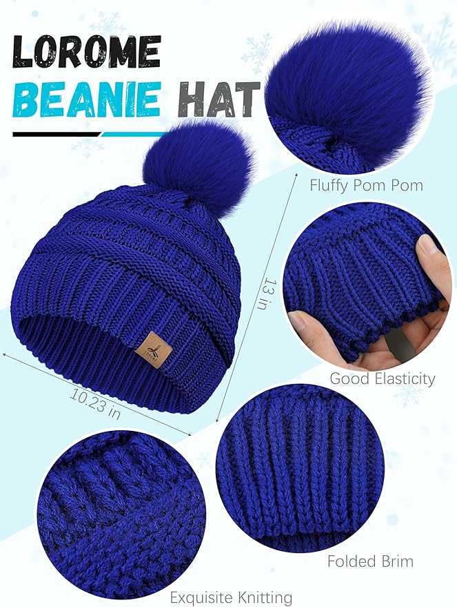 Winter Hat Scarf Gloves and Ear Warmer, Warm Knit Beanie Hat Touch Screen Gloves Set Winter Gifts Neck Scarves for Women