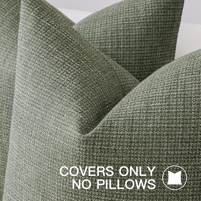 OTOSTAR Linen Throw Pillow Cover Set of 1 Decorative Square Pillowcases Cushion Covers 20x20 Inch for Home Decor Sofa Bedroom Car 50 x 50CM Olive Green