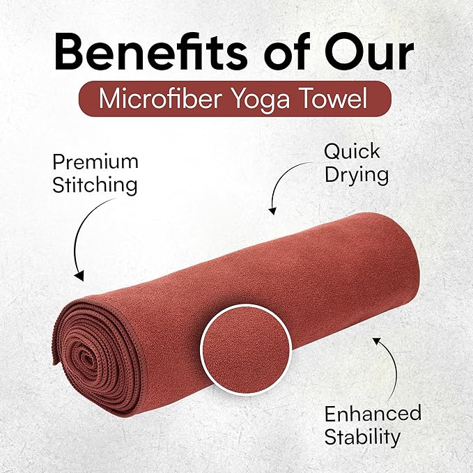 Yoga Mat Towel - Double Sided Microfiber Yoga Towel - Sweat Absorbent Non Slip Hot Yoga Towel - Lightweight, Quick Drying Pilates Towel - 73" x 26", Sedona