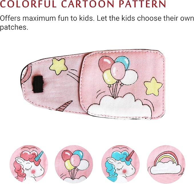 Astropic Cotton & Silk Eye Patch for Kids Glasses (Right Eye, Balloon)