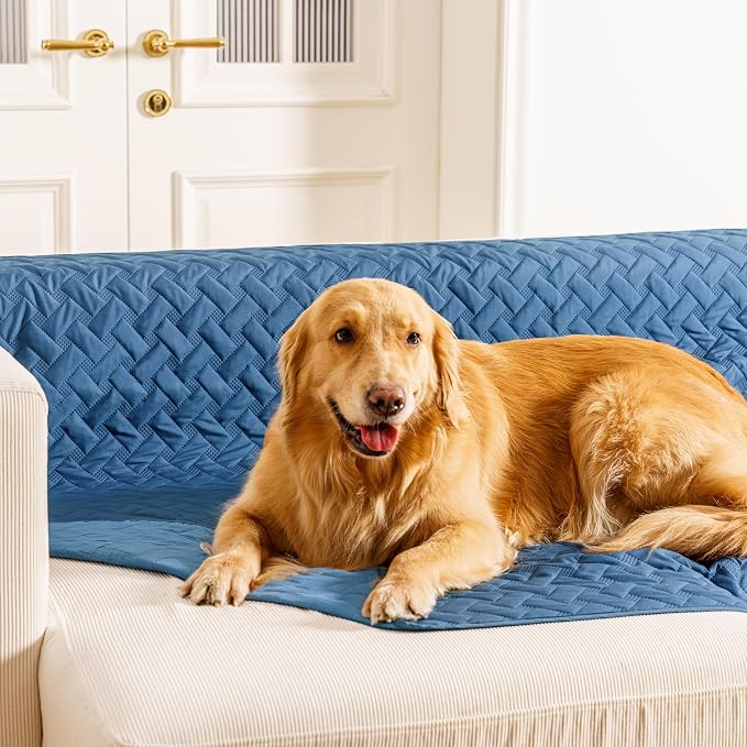 gogobunny 100% Double Sided Waterproof Dog Blanket Soft Pet Bed Cover Reversible Protect Furniture Couch Sofa Car for Puppy Cat Kids (Dark Blue/Light Blue, 40x50 Inch (Pack of 1))