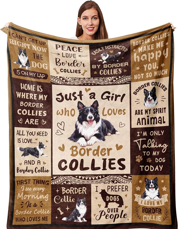 Border Collie Gifts for Women/Border Collie Lovers Blanket 50"x60" | Gifts for Border Collie Lovers/Owner for Birthday/Christmas Soft Fuzzy Fleece Throw Blanket for Bedroom, Home, Travel 50"x60"