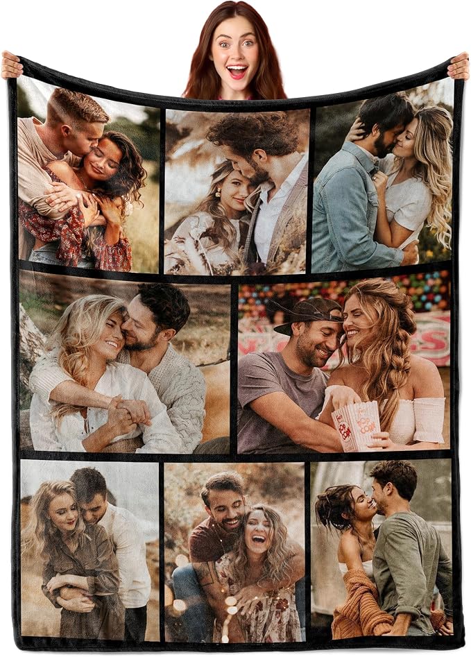 Ship Next Day, Custom Blanket with Picture Customized Photo Blankets Customize, Customizable Blanket, Personalized Christmas Funny Gifts for Couple, Girlfriend, Boyfriend, Mom, Dad, Wife, Husband