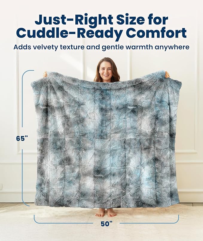 Everlasting Comfort Soft & Comfortable Arctic Blue Faux Fur Throw Blanket for Couch - (50"x65") Minky & Fluffy Fall Blankets & Throws, Plush Fuzzy Cover for Bed, Sofa & Living Room - Cozy Home Decor