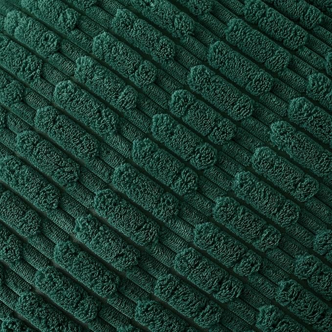 Volcanics Pack of 2 Corduroy Dark Green Throw Pillow Covers 18x18 | Decorative Soft Striped Square Cushion Cases, Modern Farmhouse Boho Home Decor