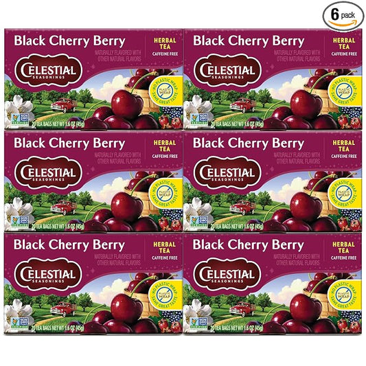 Celestial Seasonings Herbal Tea Bags, Black Cherry Berry, Flavored Tea Bags, 20 Count (Pack of 6)