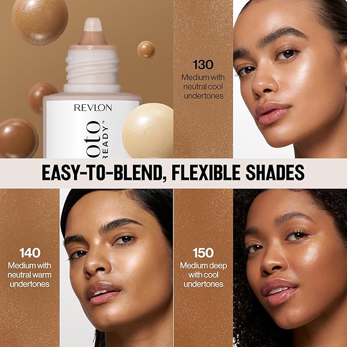 Revlon PhotoReady Lift & Fill Skin Tint, Sheer Glowy Coverage, Lightweight & Hydrating, 130, 1 fl oz
