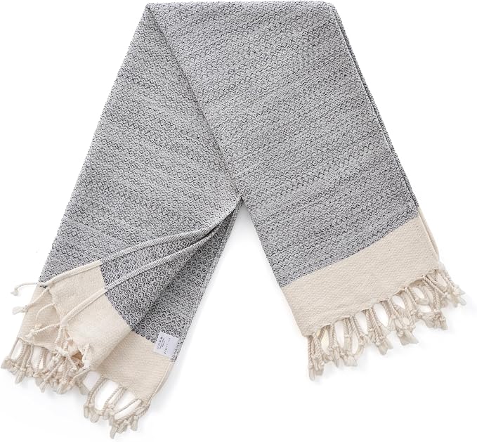 BAY LAUREL Turkish Hand Towel – Pack of 2 | Soft & Absorbent Decorative Towels for Bathroom, Hand, Face, Hair, Gym, Yoga, SPA, Kitchen & Tea | Boho Decor (Gray, Diamond 16x40 Inches (Set of 2)
