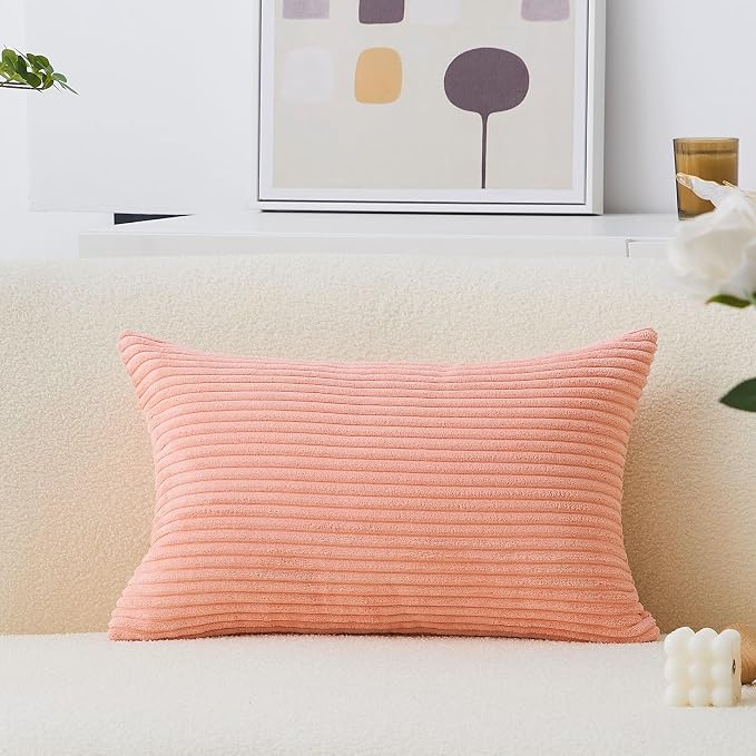 Home Brilliant Pink Throw Pillow Cover Rectangle Super Soft Decorative Lumbar Pillow Cases for Toddler Living Room Couch(Coral, 12x20 inches, 30x50cm)